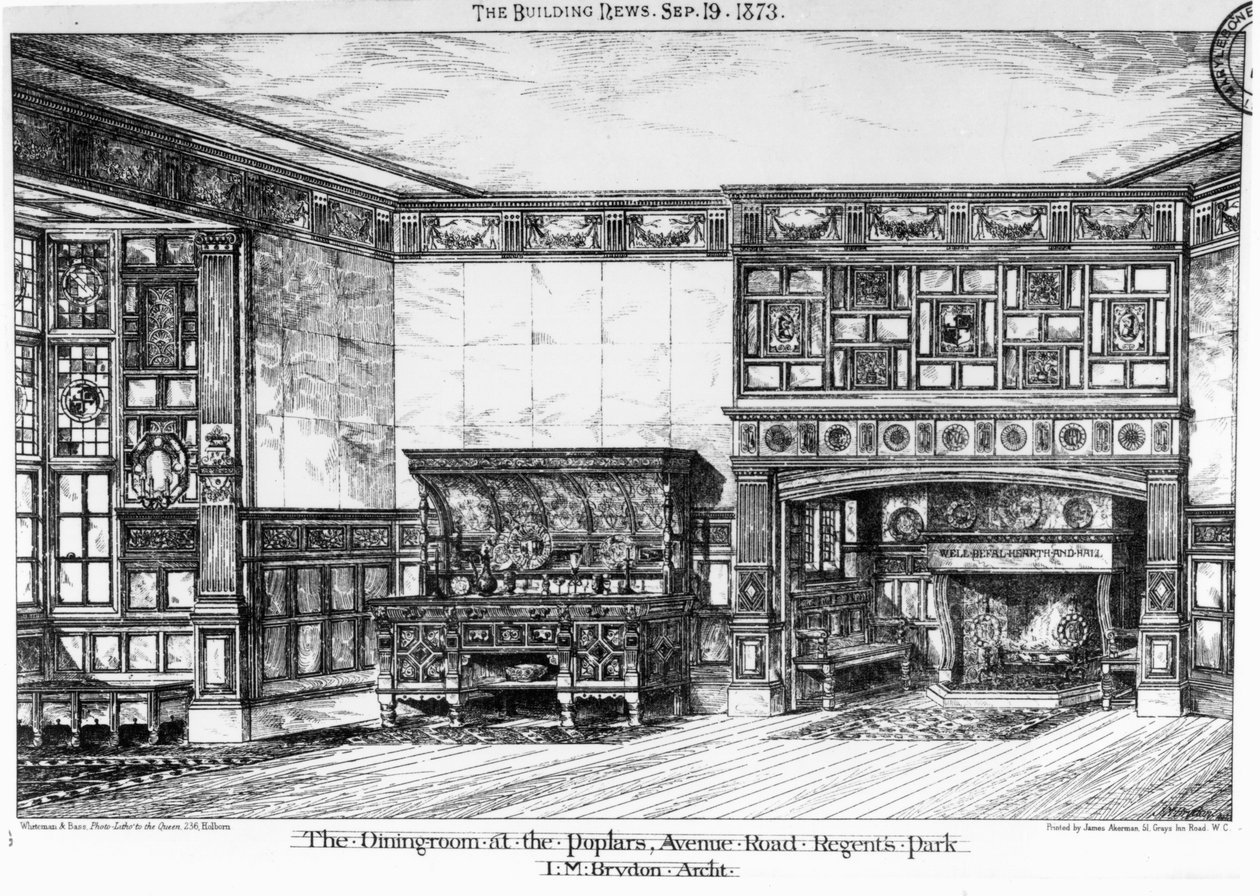 位于摄政公园大道路Poplars的餐厅，来自1873年9月19日的“建筑新闻” 作者 英语学校