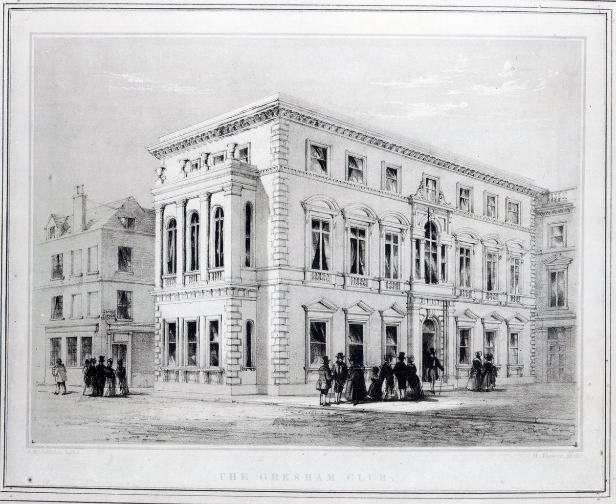 Gresham俱乐部，由JR Jobbins雕刻，1845-50 作者 英语学校