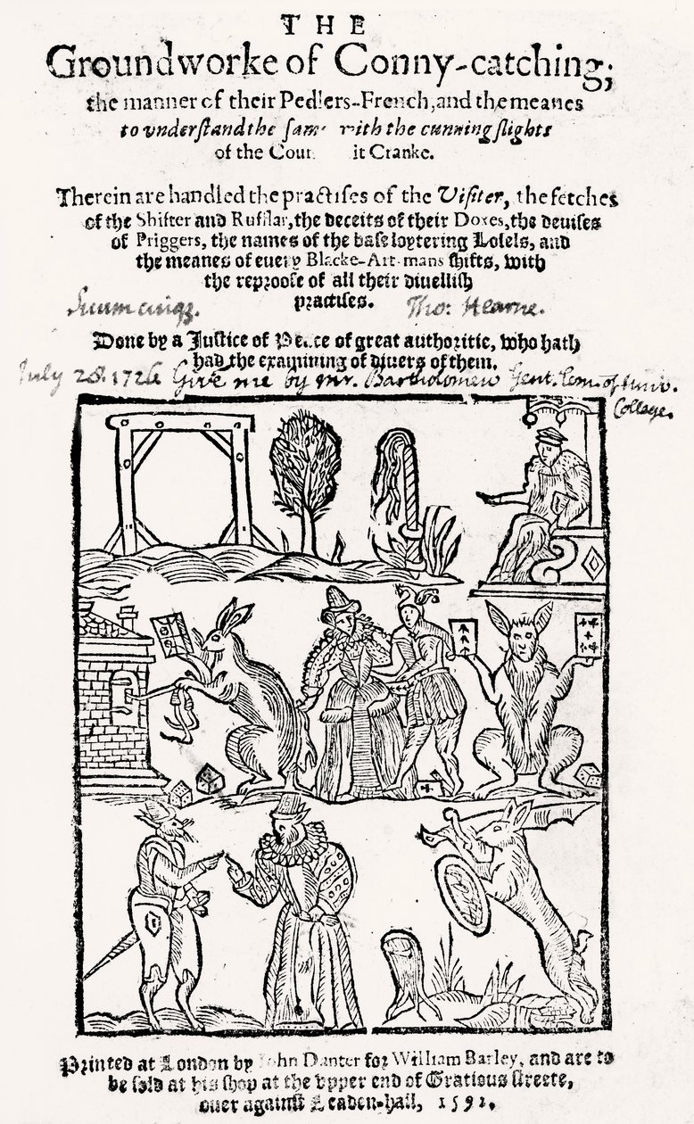 Conny-Catching的基础，于1592年出版 作者 英语学校