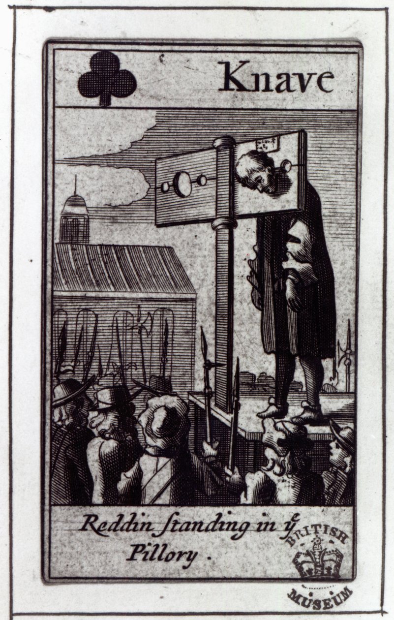 俱乐部的Knave，来自1678年Popish Plot的一系列卡片以及1679年Nathaniel Reading的谴责 作者 英语学校
