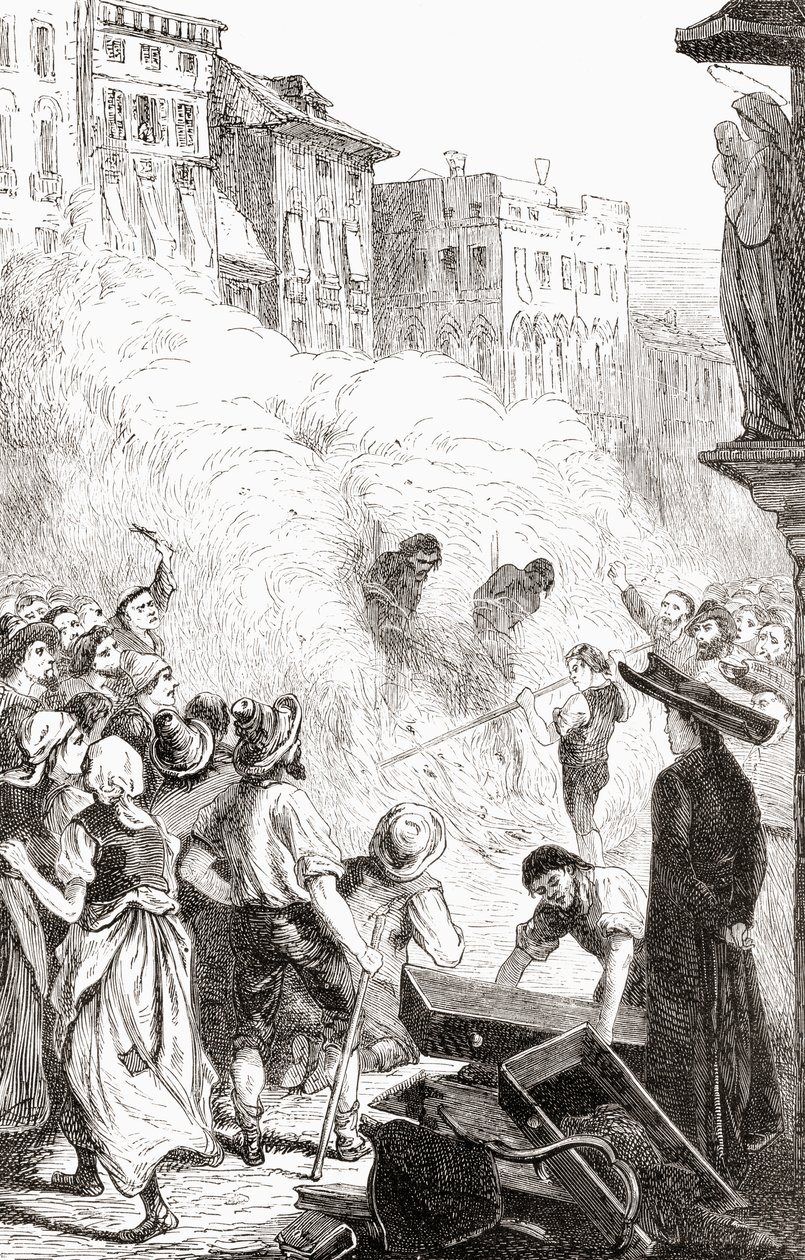 意大利巴列塔的新教徒大屠杀，1865年（木版画） 作者 英语学校