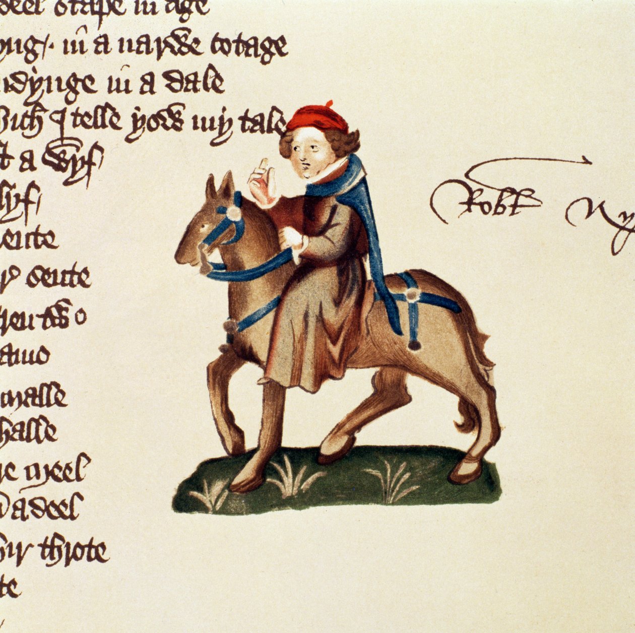 The Nuns Priest，详细来自The Canterbury Tales，作者：Geoffrey Chaucer（c.1342-1400）Ellesmere Manuscript，传真版，1911年（原始细节见128929） 作者 英语学校