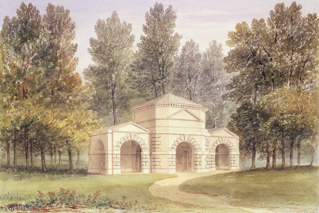 肯辛顿花园的亭子，1828年 作者 英语学校