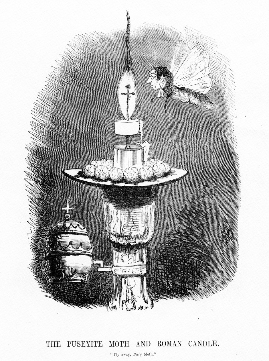 Puseyite Moth和罗马蜡烛，插图来自&39;Punch&39;，1850年 作者 英语学校