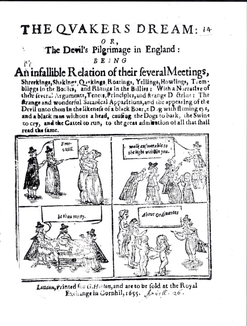 The Quakers Dream或The Devil&39;s Pilgrimage in England，pub。在1655年 作者 英语学校