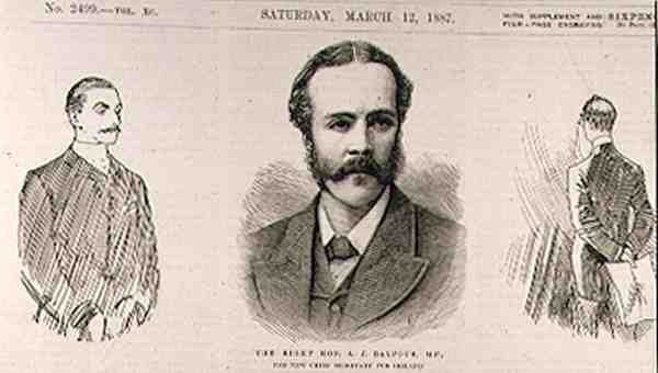 正确的话。 AJ Balfour（1848-1930），议员，爱尔兰新任首席秘书，来自伦敦新闻画报，1887年3月12日 作者 英语学校