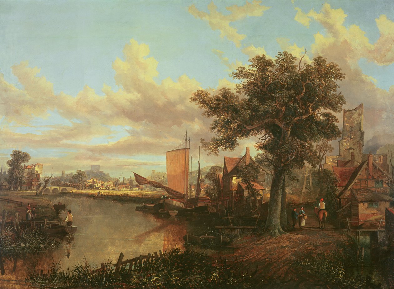 Yare河与Norwich的远景，1840年 作者 英语学校