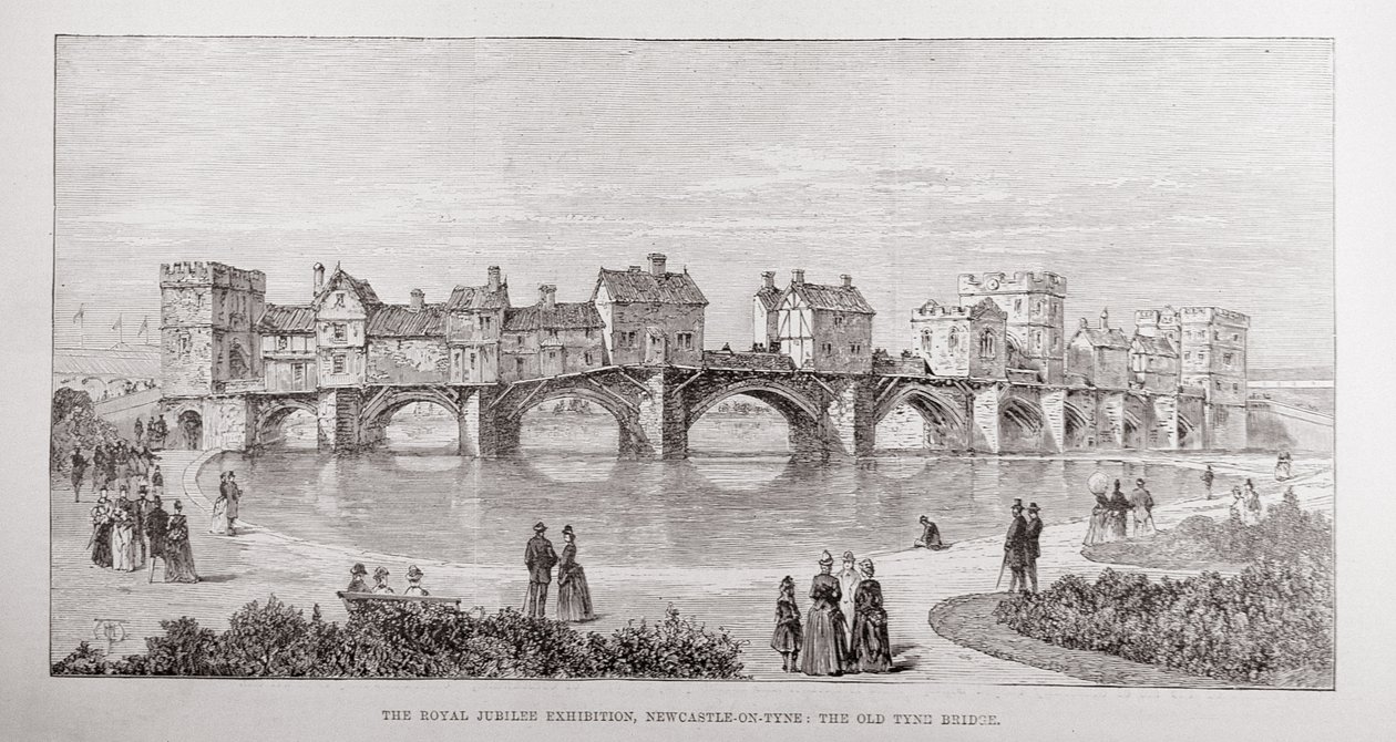 皇家银禧展览，泰恩河畔纽卡斯尔：旧泰恩河大桥，来自&39;The Illustrated London News&39;，1887年5月14日 作者 英语学校