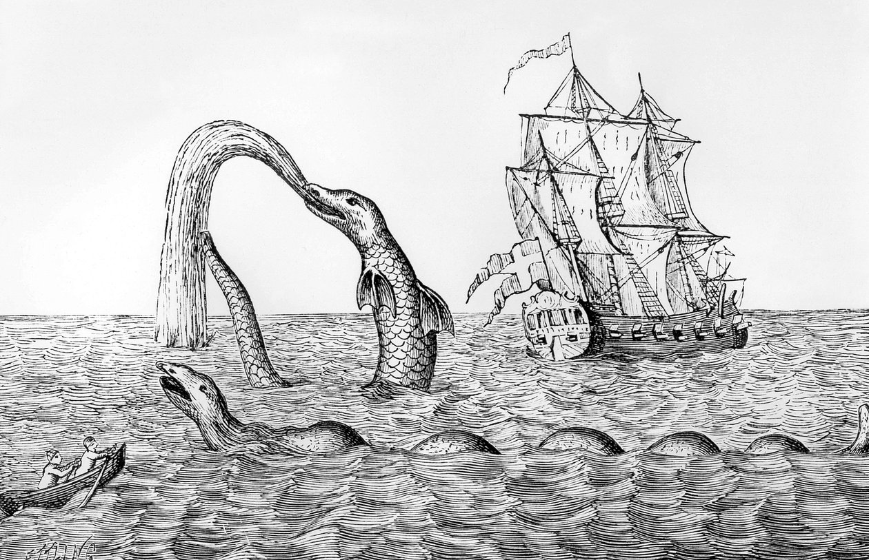海蛇，Pontoppidan的雕刻传真，约翰吉布森的&39;海洋怪物&39;的插图，1887年 作者 英语学校