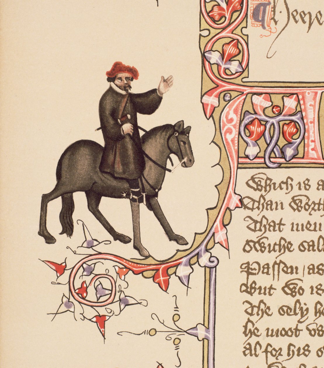 The Shipman，详细信息来自坎特伯雷故事，由Geoffrey Chaucer（c.1342-1400）埃尔斯米尔手稿，传真版，1911年（原始细节见128912） 作者 英语学校