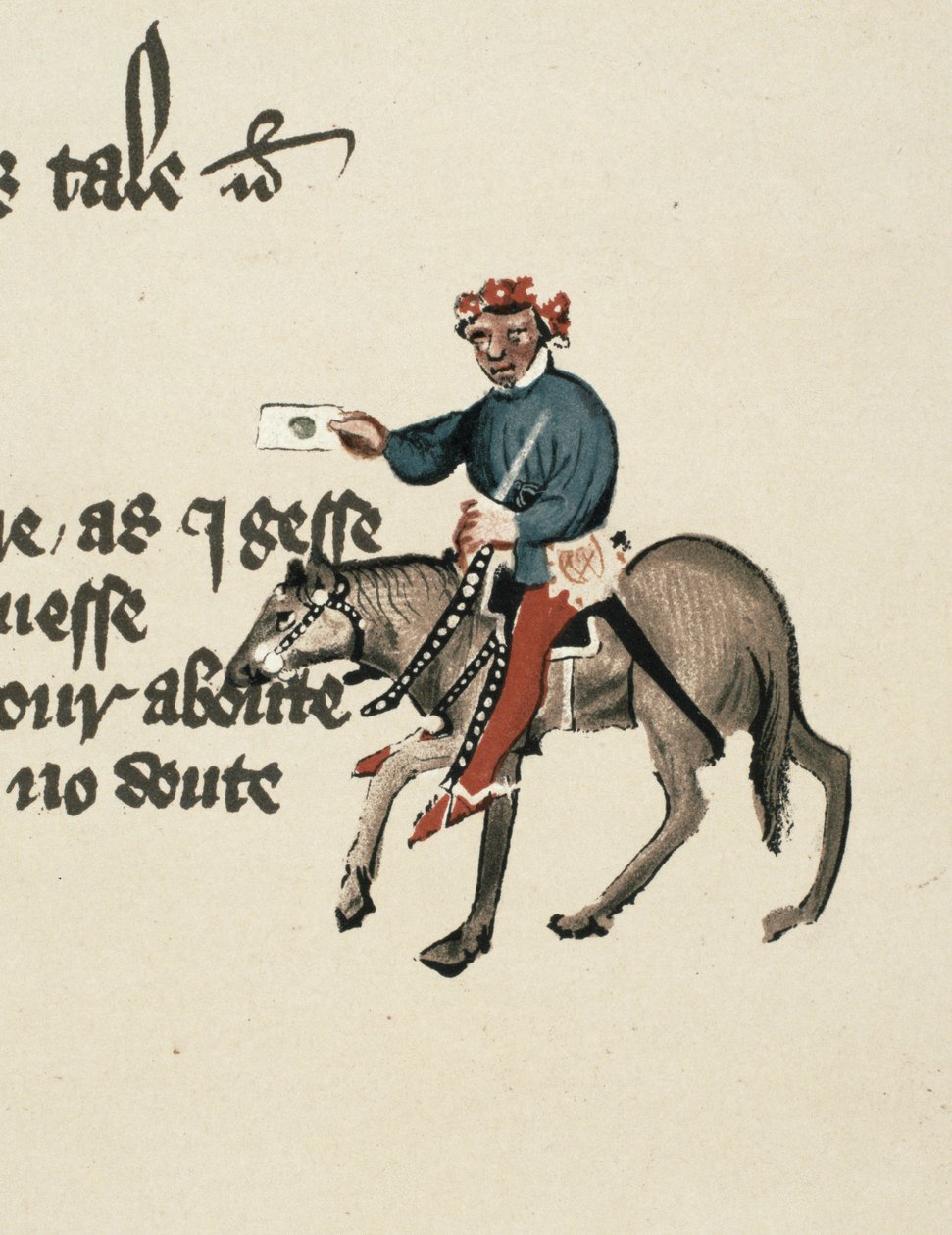 召唤师，详细信息来自坎特伯雷故事集，由Geoffrey Chaucer撰写（c.1342-1400）埃尔斯米尔手稿，传真版，1911年（原始细节见128936） 作者 英语学校