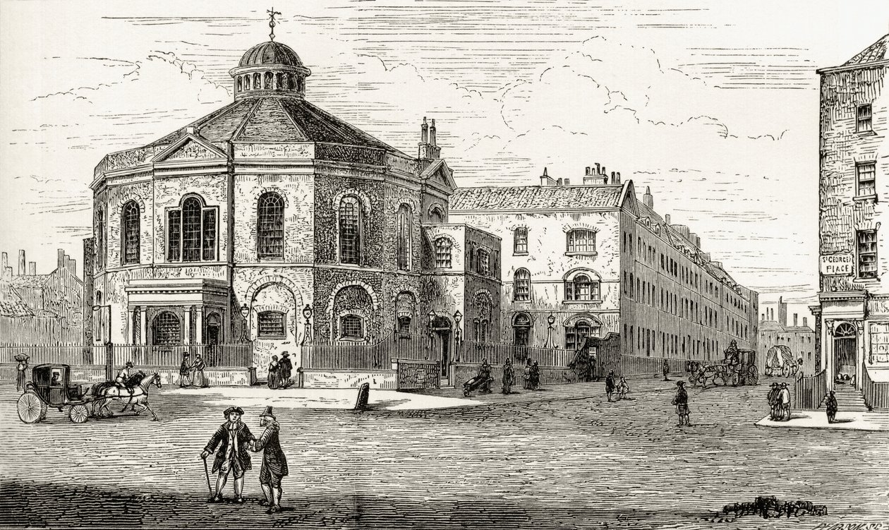 Surrey Chapel，Blackfriars Road，Southwark，来自&39;伦敦图片：用钢笔和铅笔绘制&39;，由Rev. Richard Lovett创作，出版于1890年 作者 英语学校