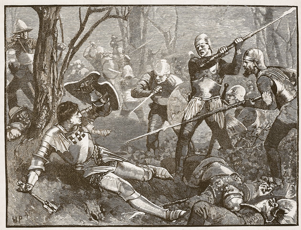 国王制造者在巴尼特战役中死亡，1880年，卡塞尔斯画报英国历史（插图） 作者 英语学校