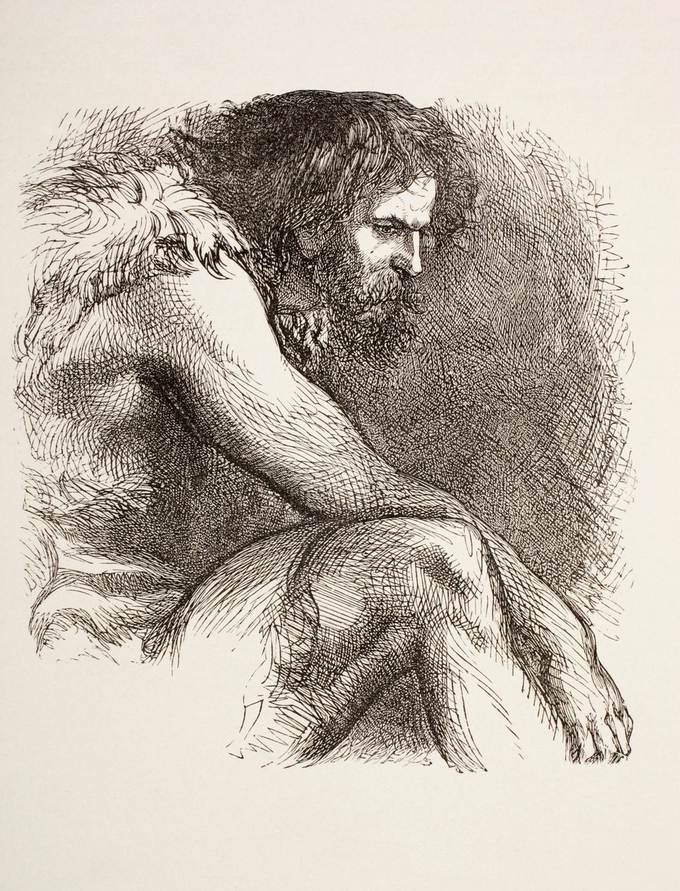 蒂姆在他位于雅典蒂蒙的洞穴中，来自“插图图书馆莎士比亚”，1890年出版于伦敦 作者 英语学校