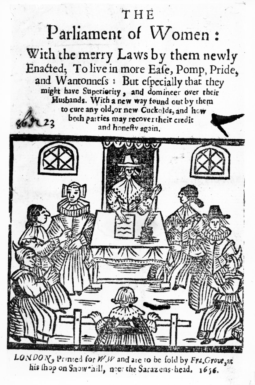 “妇女议会”的标题页，1656年（木刻和凸版印刷） 作者 英语学校
