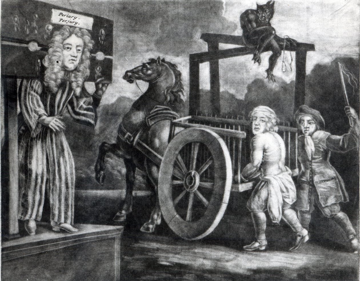 Titus Oates在1685年被处罚的第三天，当时他被剥光，被绑在一辆车上，从Aldgate鞭打到Newgate 作者 英语学校