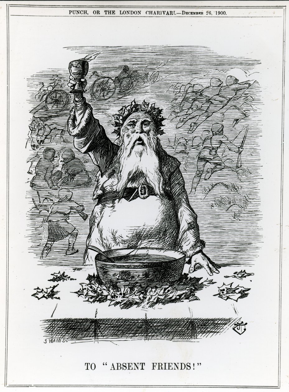 1900年12月26日，来自&39;Punch&39;杂志的卡通片“Absent Friends！” 作者 英语学校