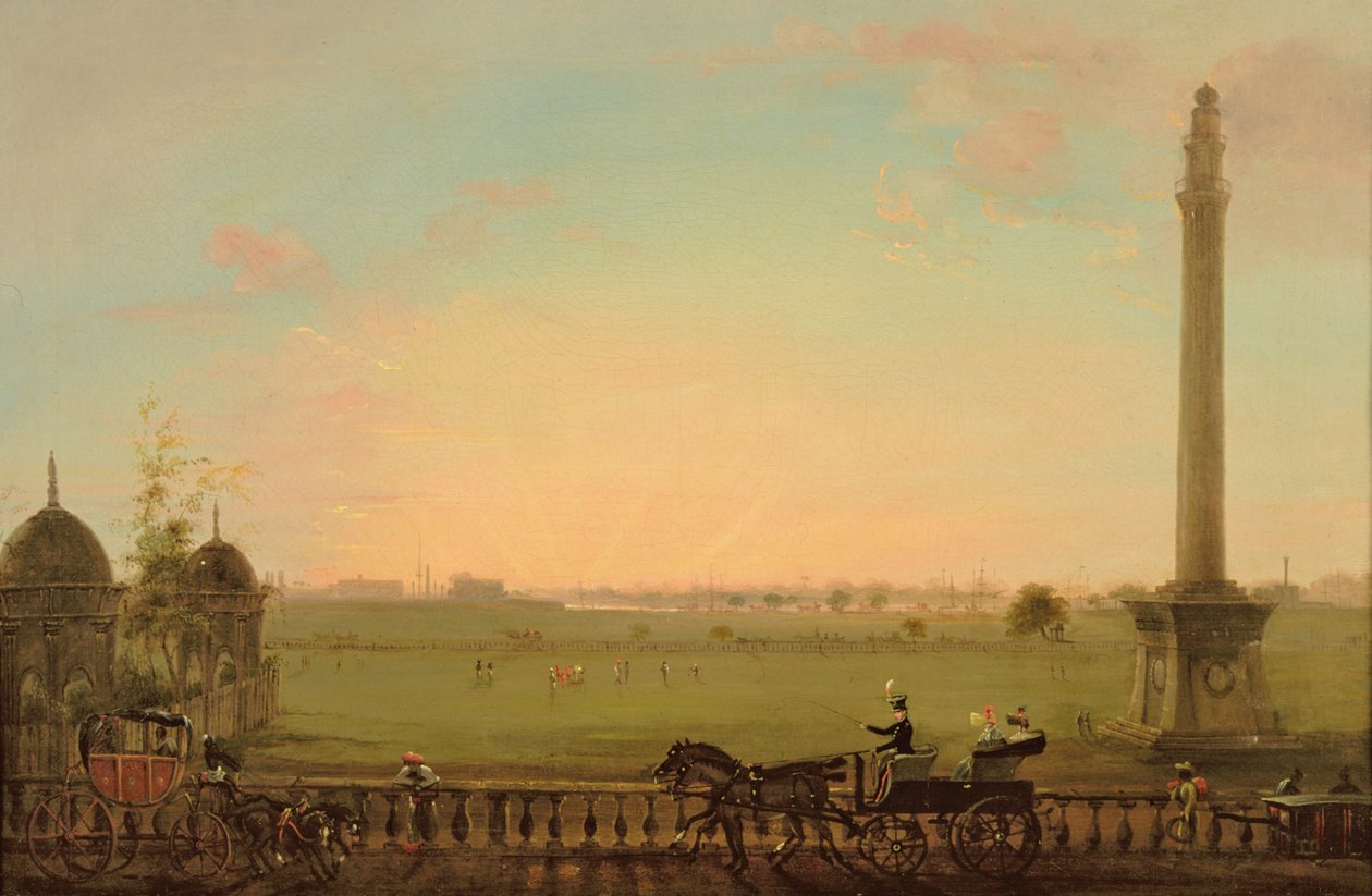 查看从加尔各答的Chowringhee路，朝向Hoogly河，1840年 作者 英语学校