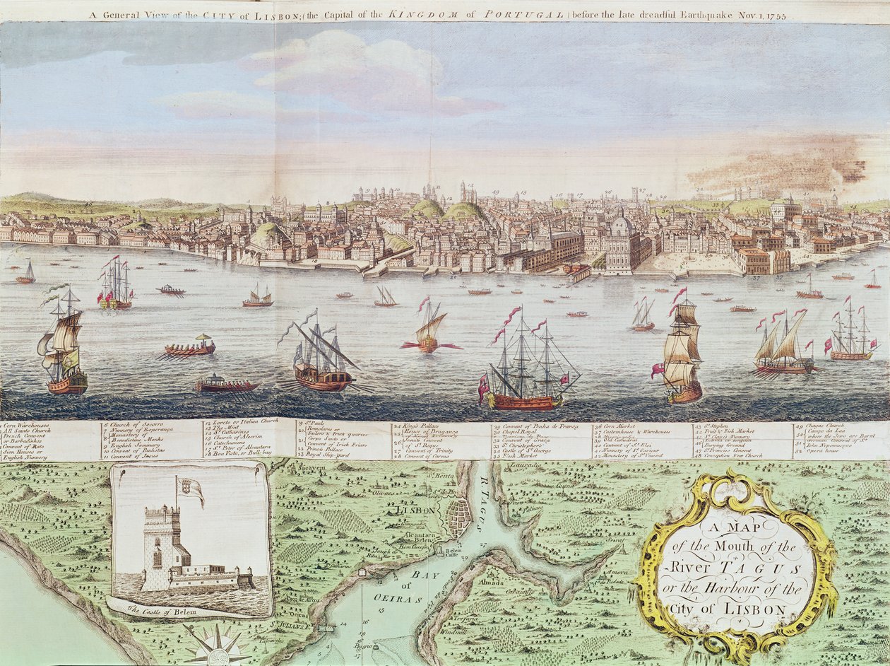 里斯本，1755年的视图 作者 英语学校