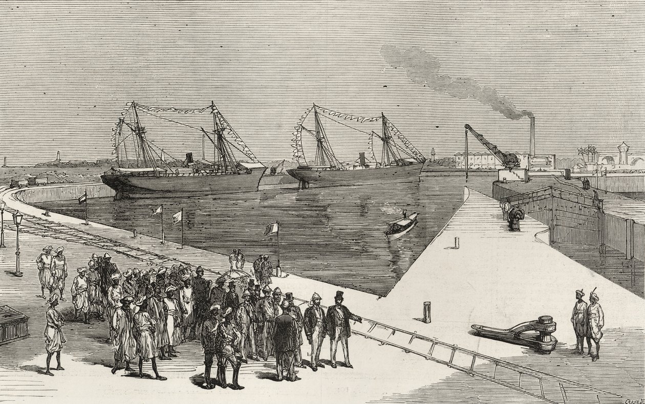 1875年12月25日，“伦敦新闻画报”访问印度总督至孟买沙宣码头 作者 英语学校
