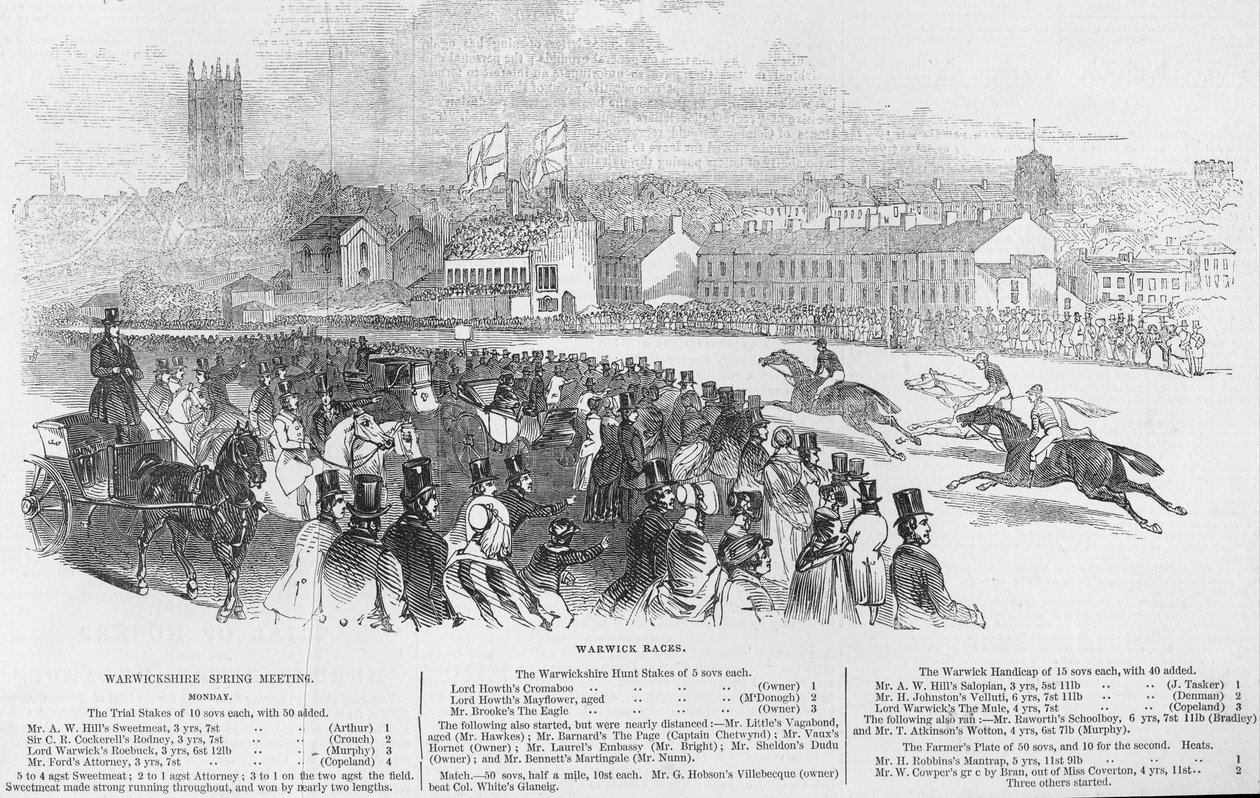 Warwick Races，来自&39;The Illustrated London News&39;，1845年4月12日 作者 英语学校