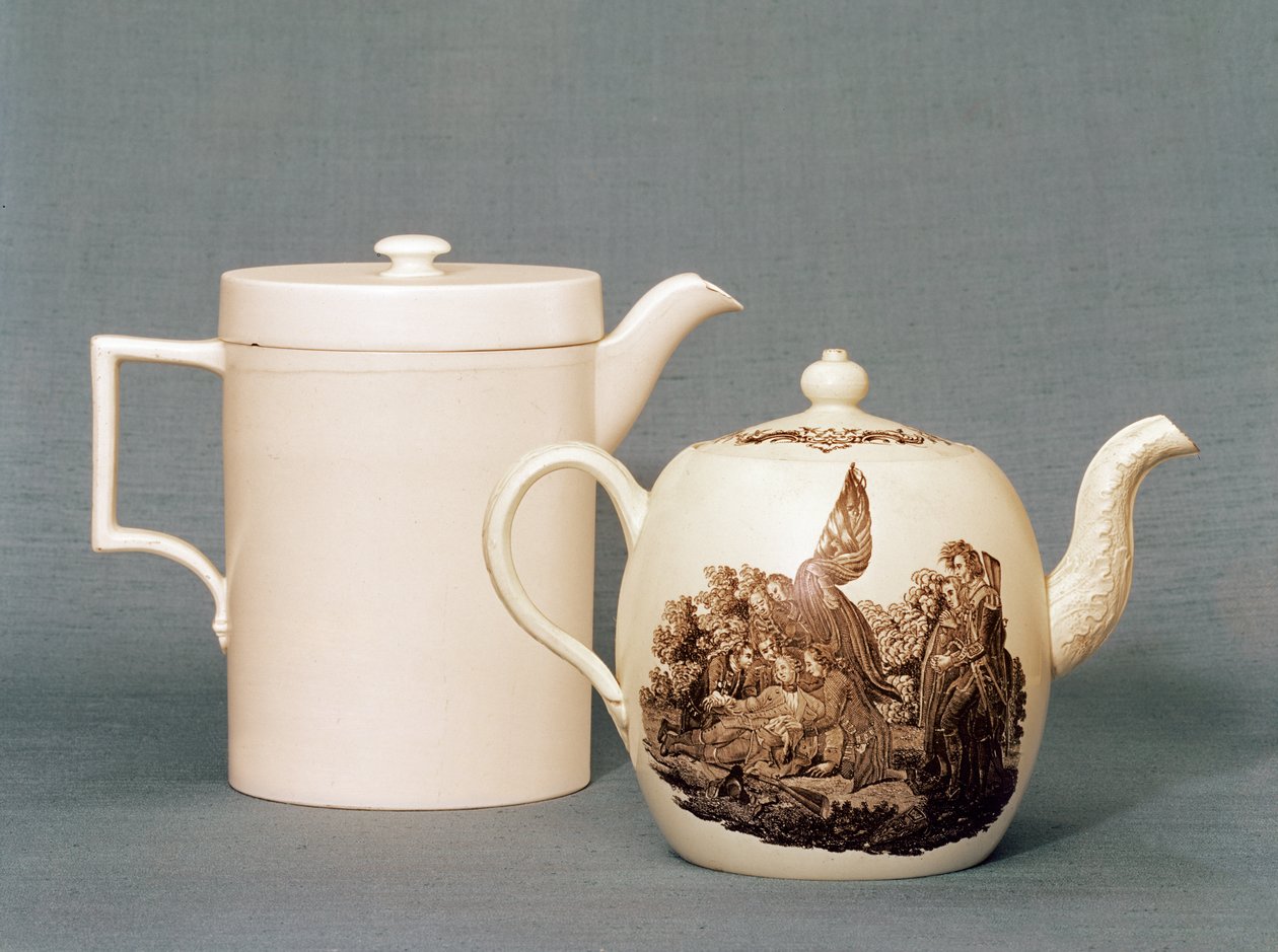 Wedgwood Queens洁具包括壶和茶壶，18世纪下半叶（陶瓷） 作者 英语学校