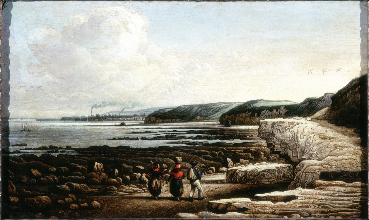 海岸风光，Cullercoats（卡上的油和铅笔） 作者 英语学校英语学校