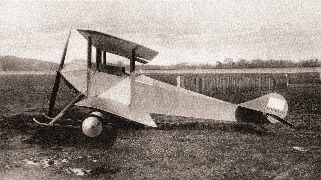 Sopwith Tabloid，单座赛车侦察机双翼飞机在第一次世界大战期间使用，来自“画报战争新闻”，1915年 作者 英国摄影师