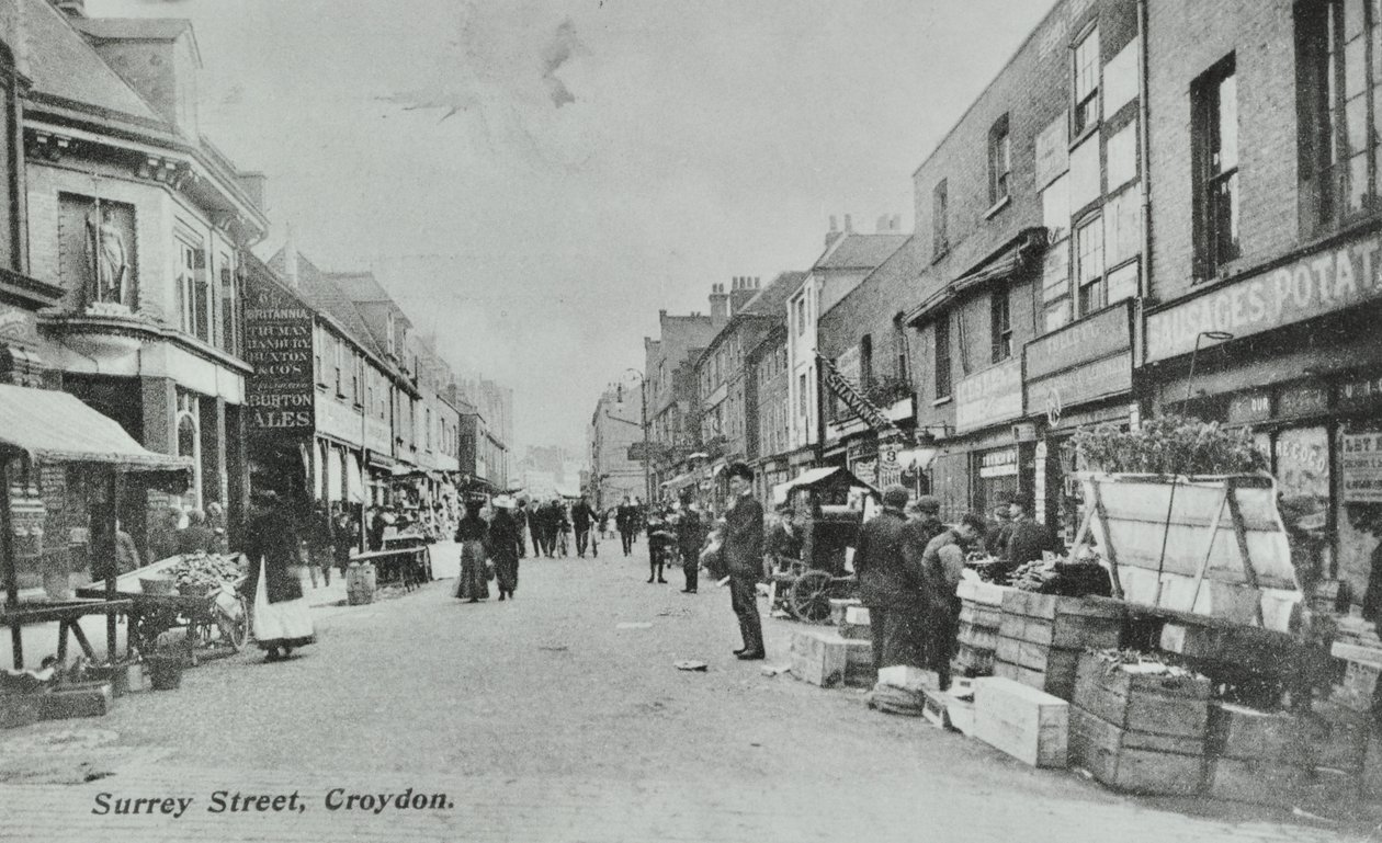 Britannia，Surrey Street，Croydon：街头市场，1890年 作者 英国摄影师