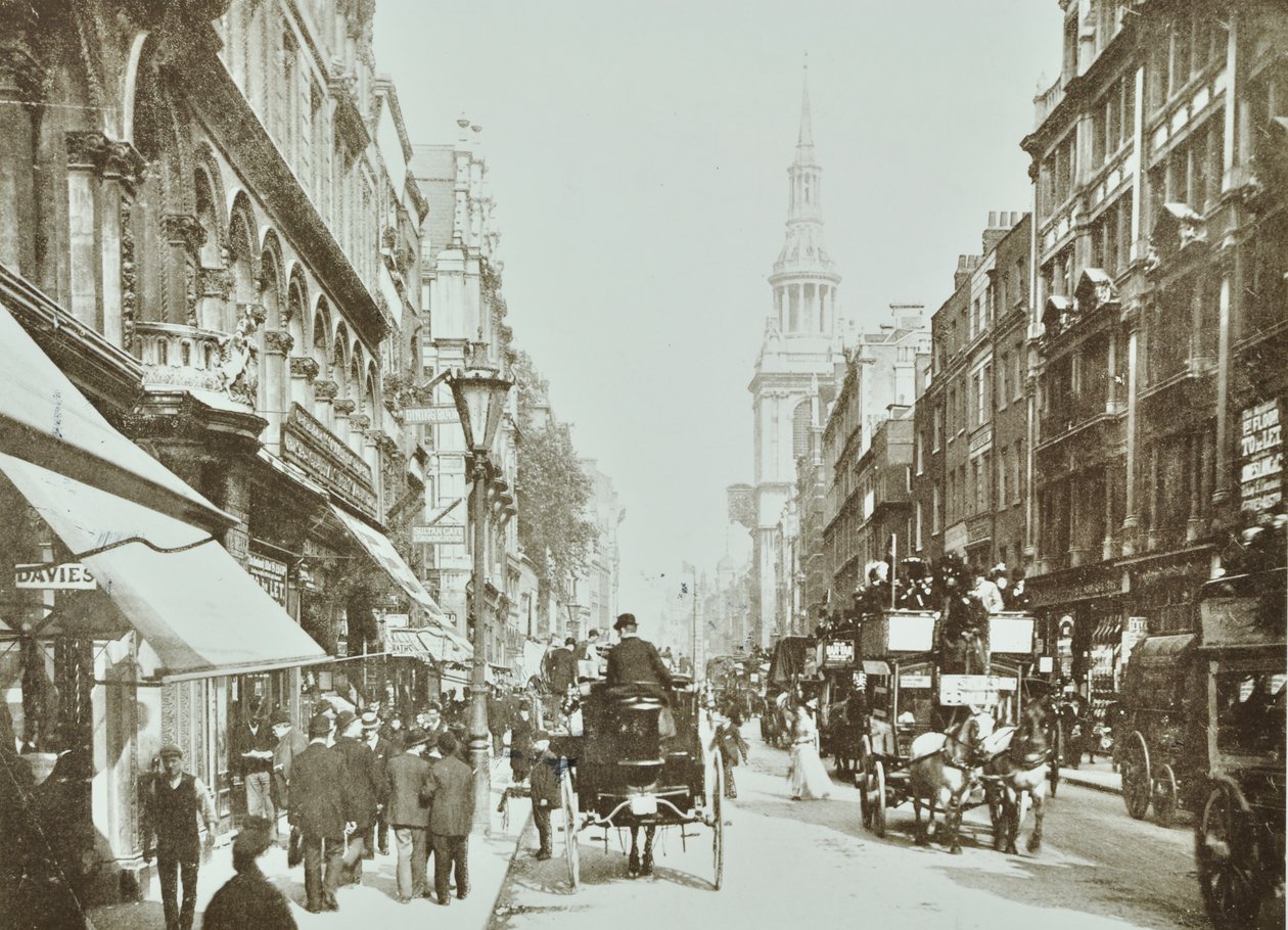 Cheapside，向东看，伦敦金融城，1890年 作者 英国摄影师
