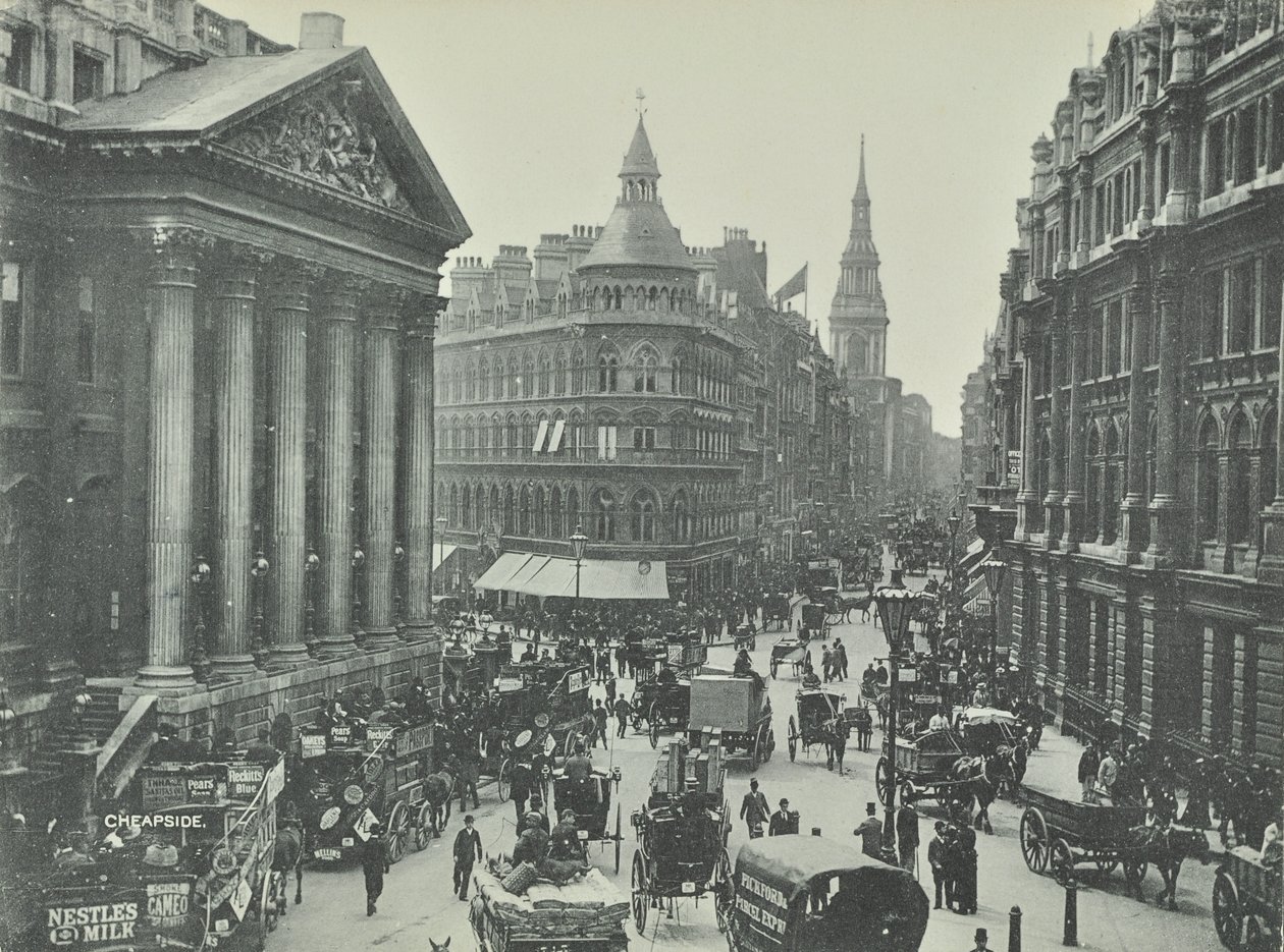 来自Mansion House的Mappin和Webb，Cheapside，西边，伦敦金融城，1895年 作者 英国摄影师