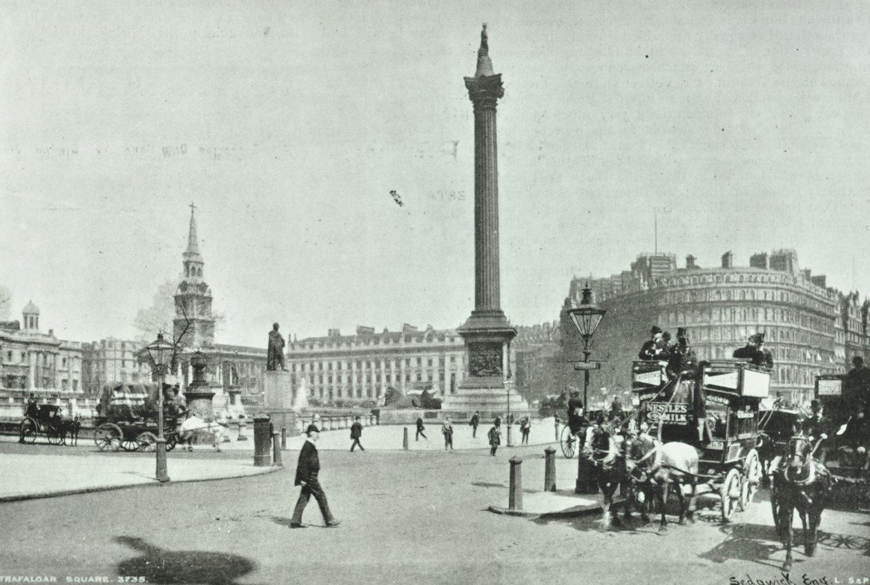 Nelsons Column，Trafalgar Square，Westminster LB：1898年从Cockspur Street向西北方向看 作者 英国摄影师