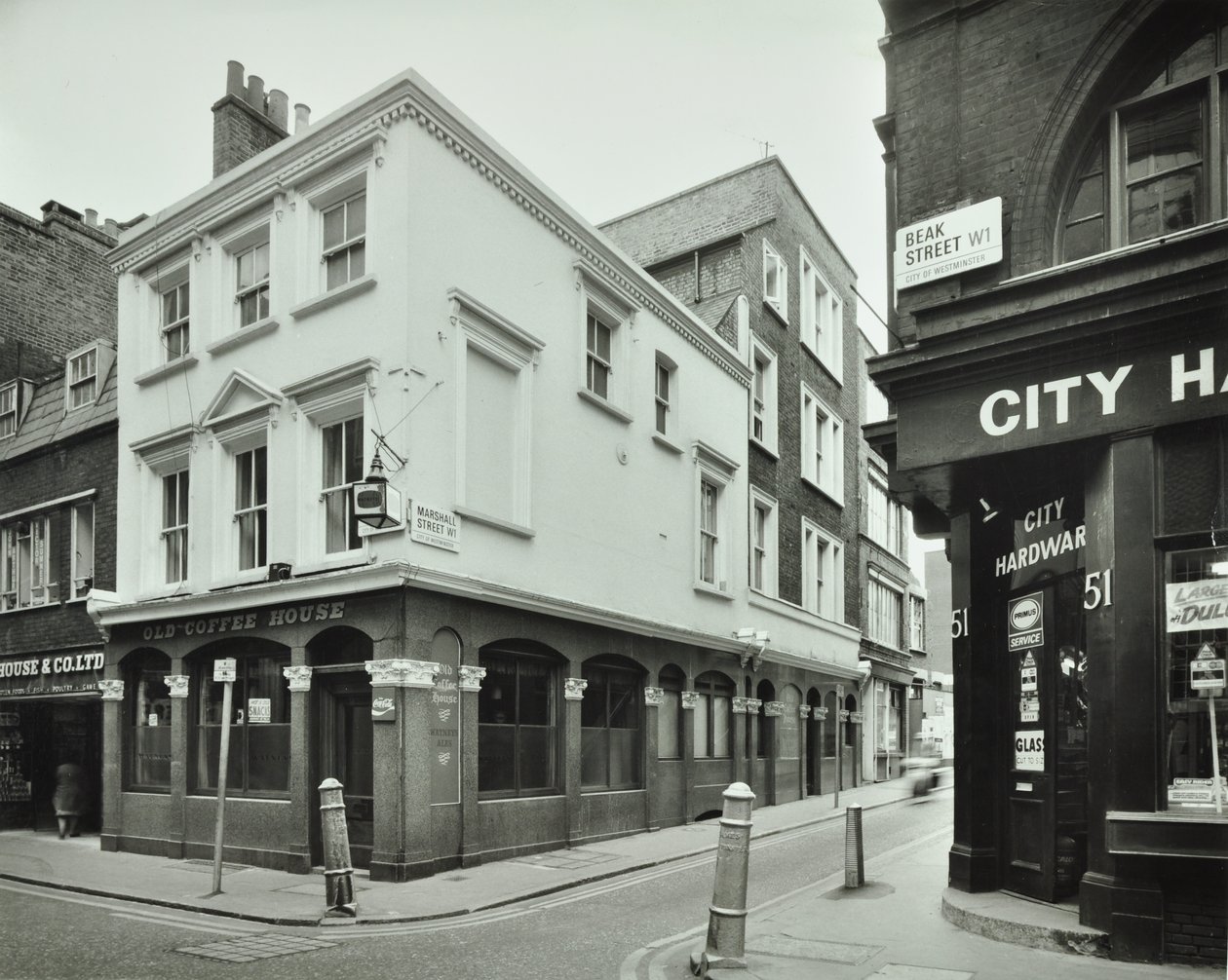 旧咖啡馆，49 Beak Street，1976 作者 英国摄影师