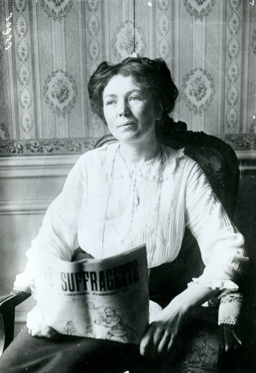 Christabel Pankhurst画象读Suffragette c.1905的拷贝 作者 英国摄影师