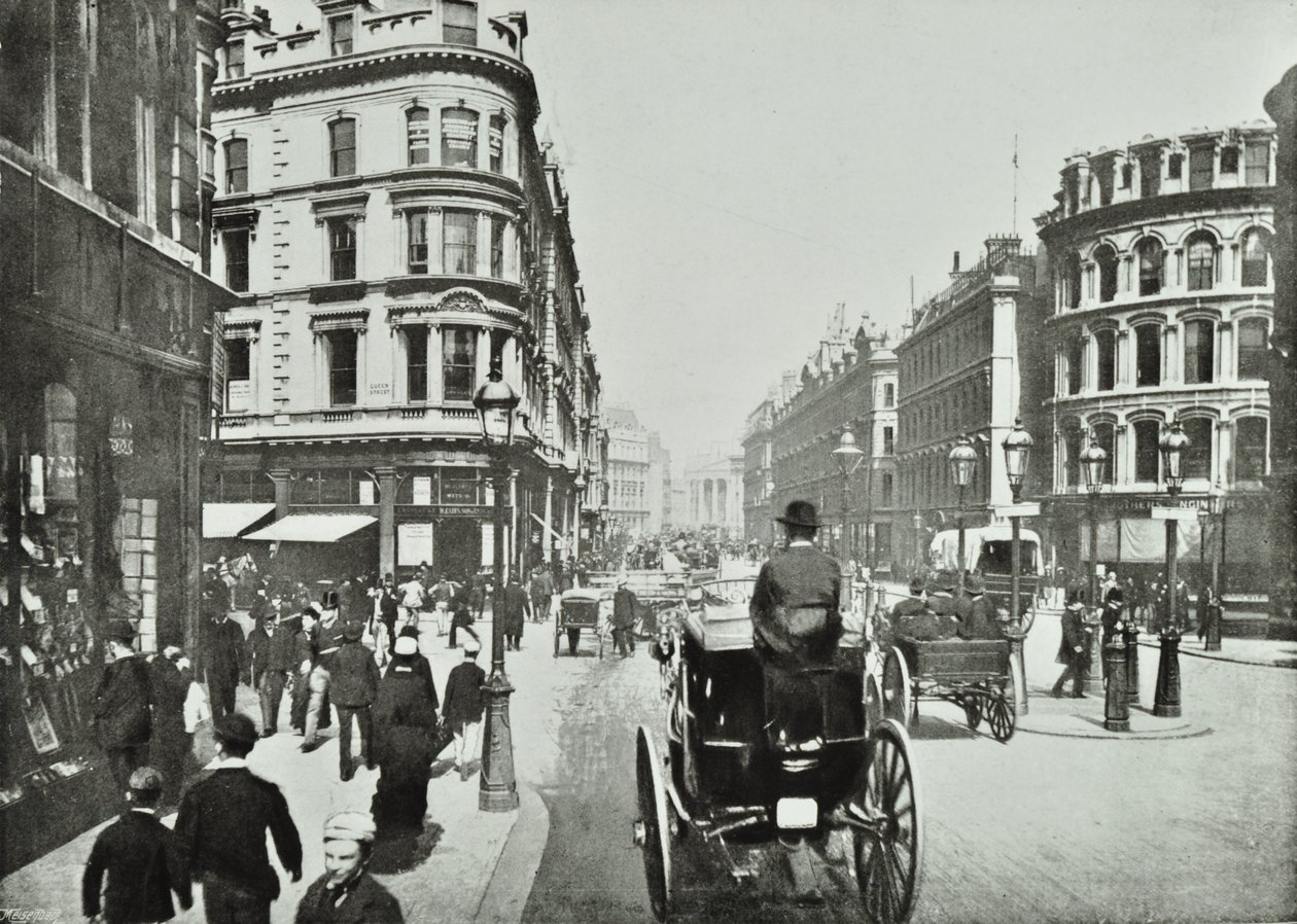 维多利亚女王街，1890年从伦敦市皇后街向东看 作者 英国摄影师