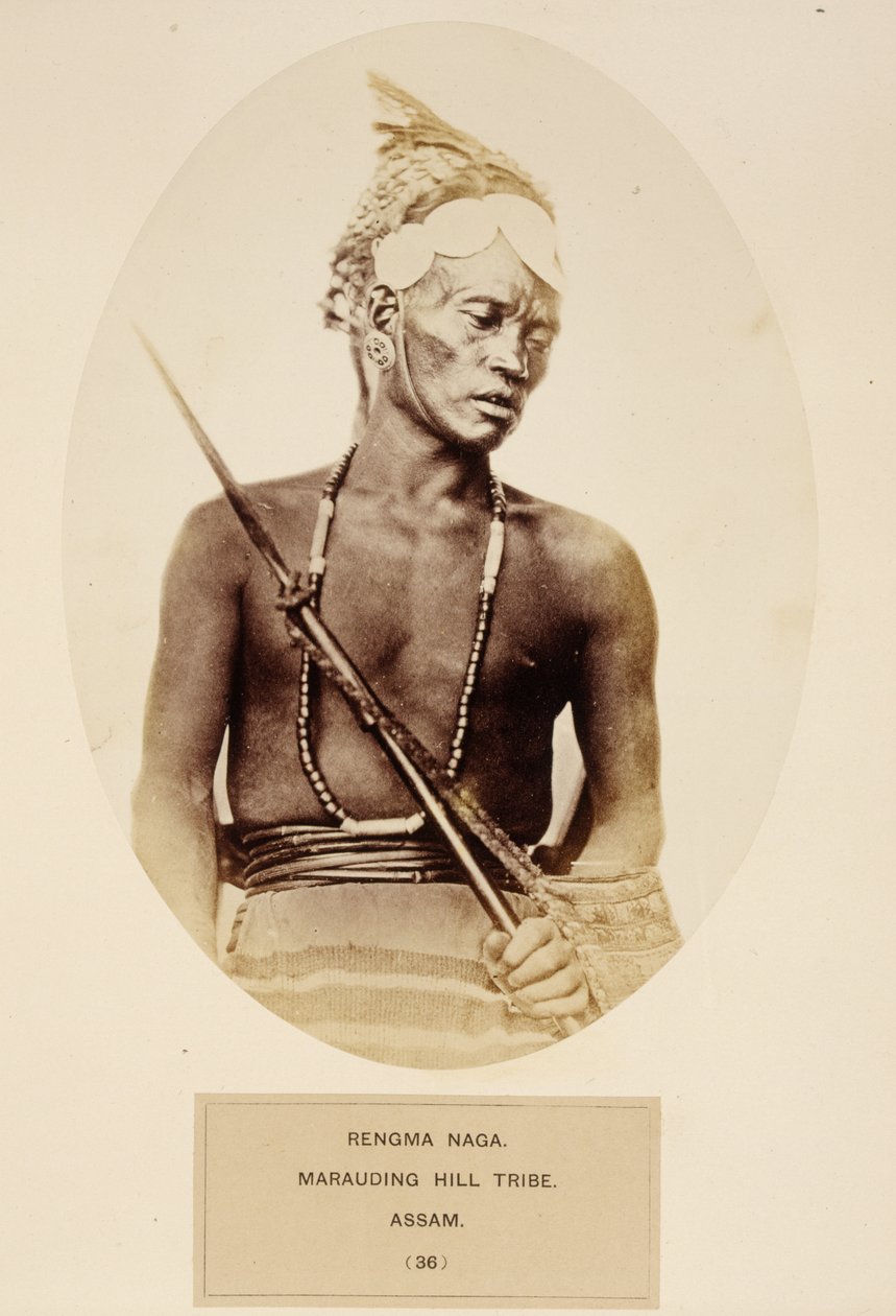 Rengma Naga，Marauding Hill部落，来自印度人民的阿萨姆邦，由J. Forbes Watson出版，1868年出版（蛋白印刷品） 作者 英国摄影师