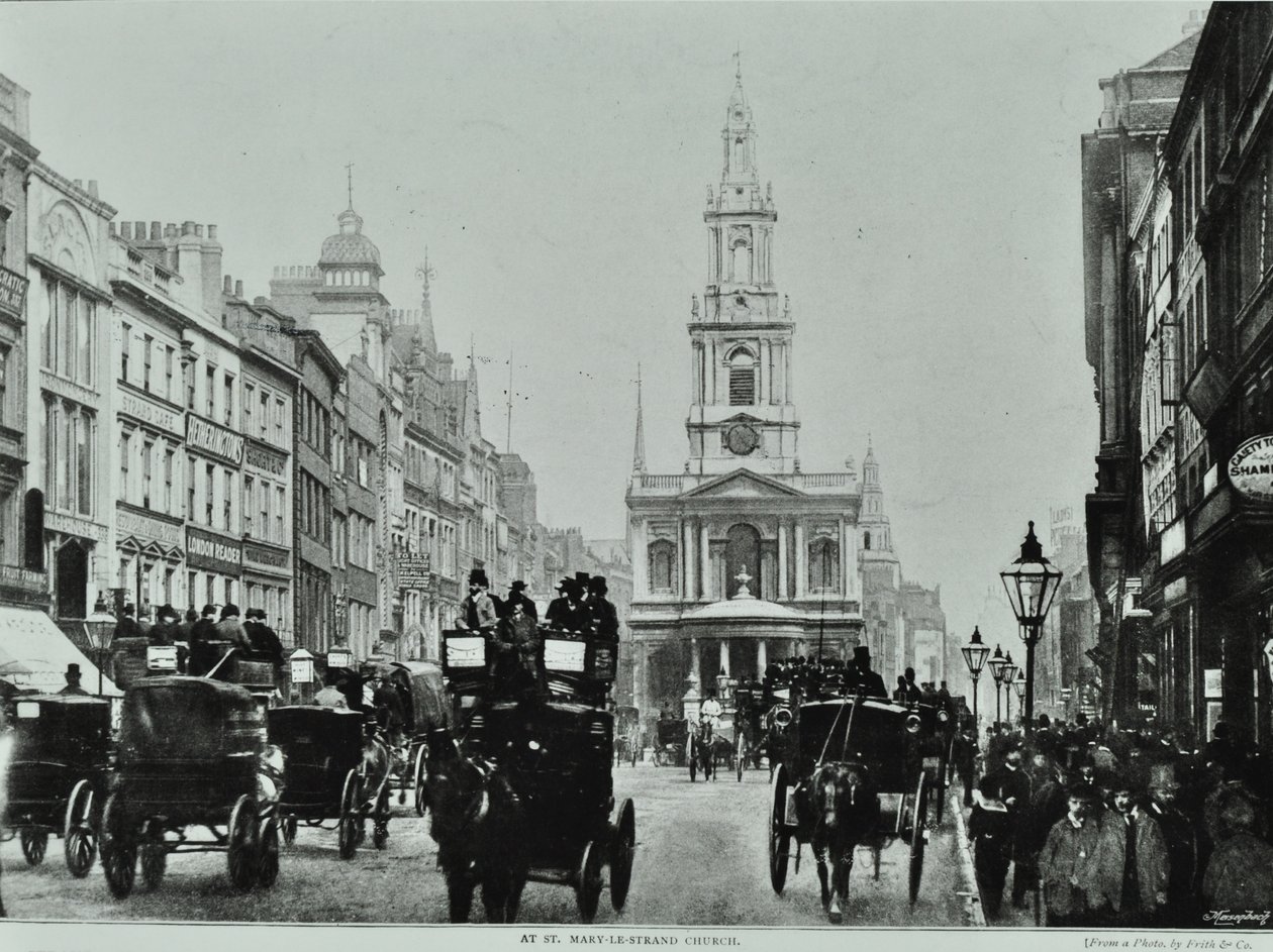Saint Mary-le-Strand，Strand，Westminster LB：向东看到1895年的Saint Mary-le-Strand 作者 英国摄影师
