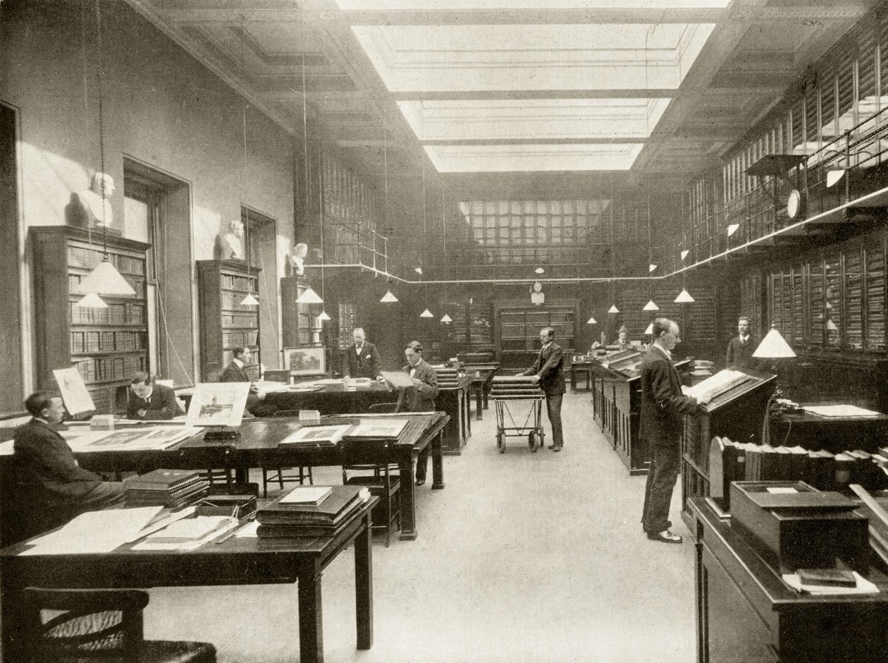 大英博物馆打印室，1900年，来自Alfred Whitman撰写的“The Print-Collector&39;s Handbook”，由George Bell und Sons出版，1901年 作者 英国摄影师