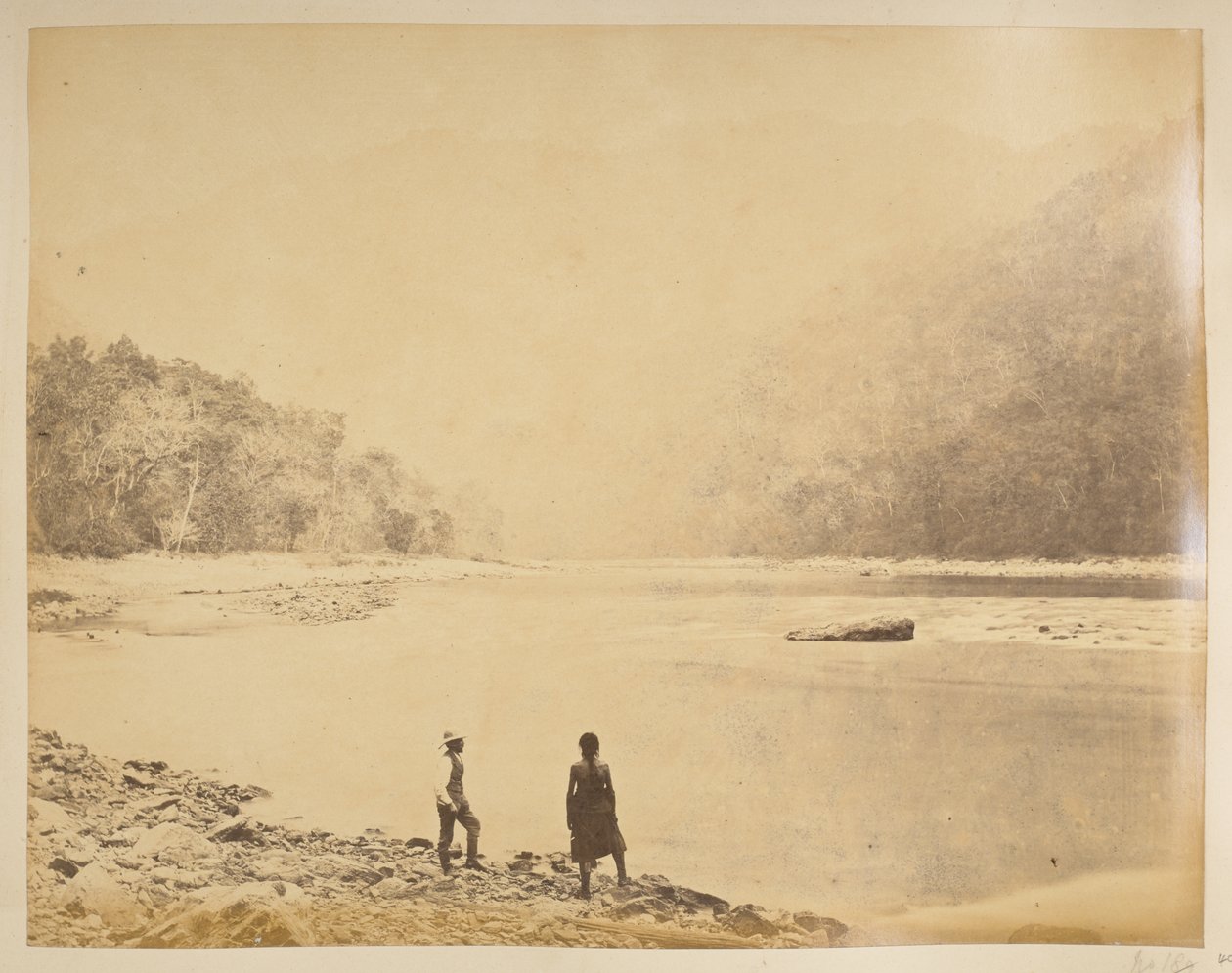 Bheerkotee 的 Teesta 河，大吉岭风景，19 世纪 70 年代 作者 英国摄影师