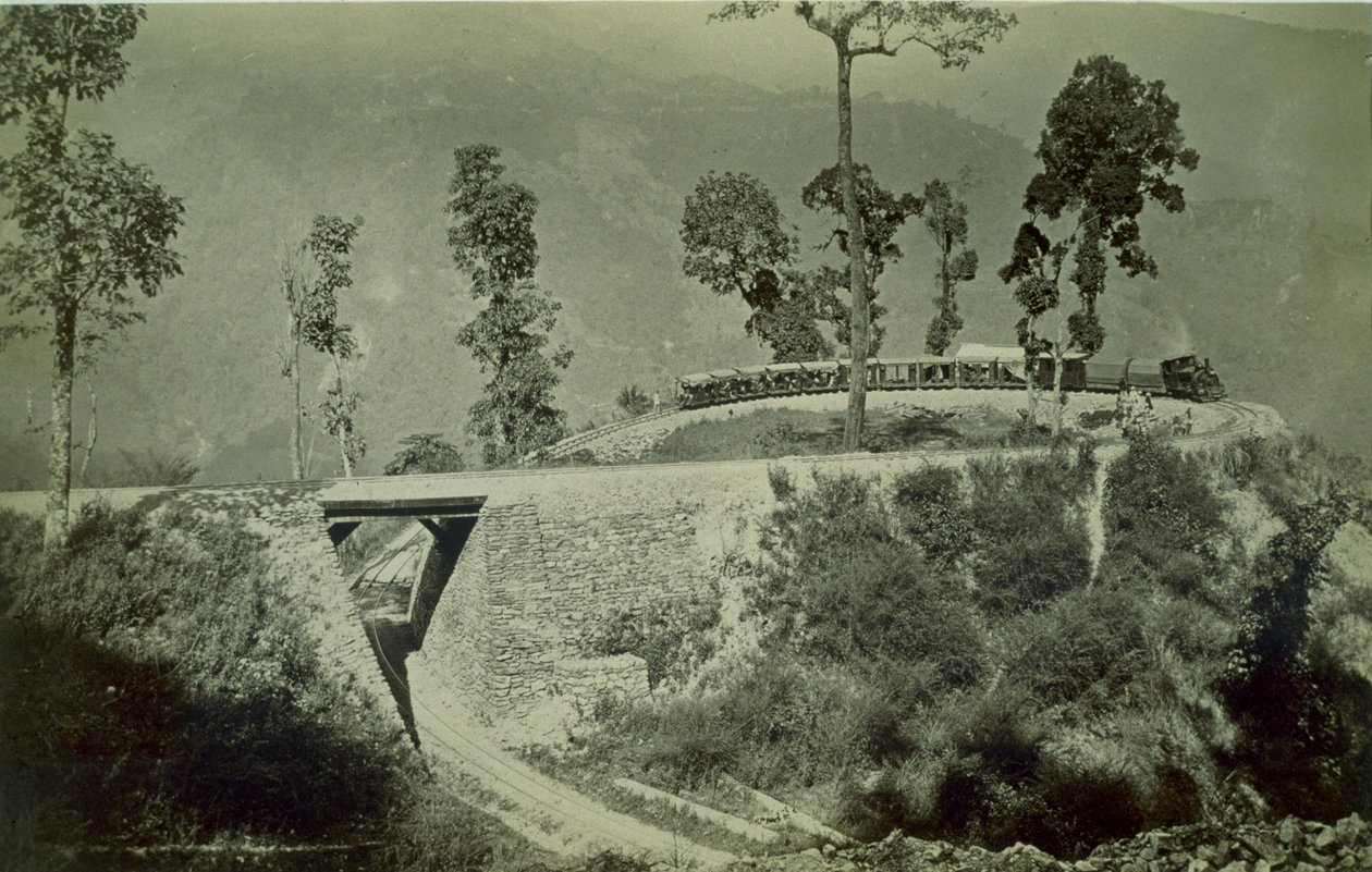 1880年代在大吉岭喜马拉雅铁路上的Tindharia痛苦点的环路（蛋白打印） 作者 英国摄影师