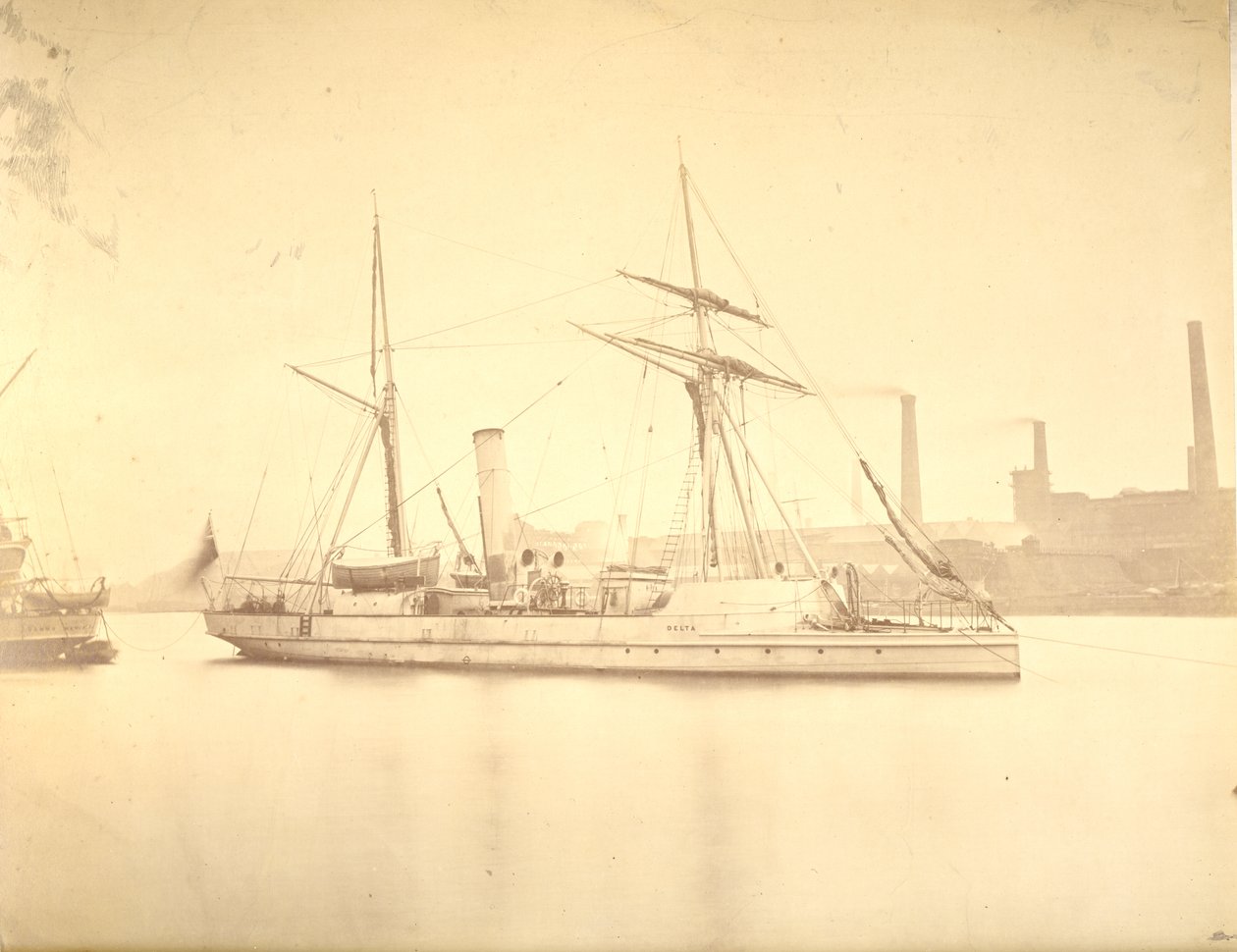 1876年，停泊在泰恩河上的“三角洲”炮舰的右舷 作者 英国摄影师