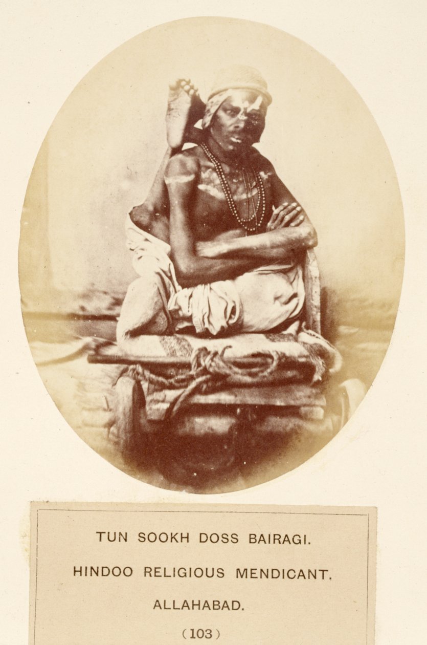 Tun Sookh Doss Bairago，Hindu Religious Mendicant，Allahabad，来自印度人民，J. Forbes Watson，1868年出版（蛋白印刷品） 作者 英国摄影师