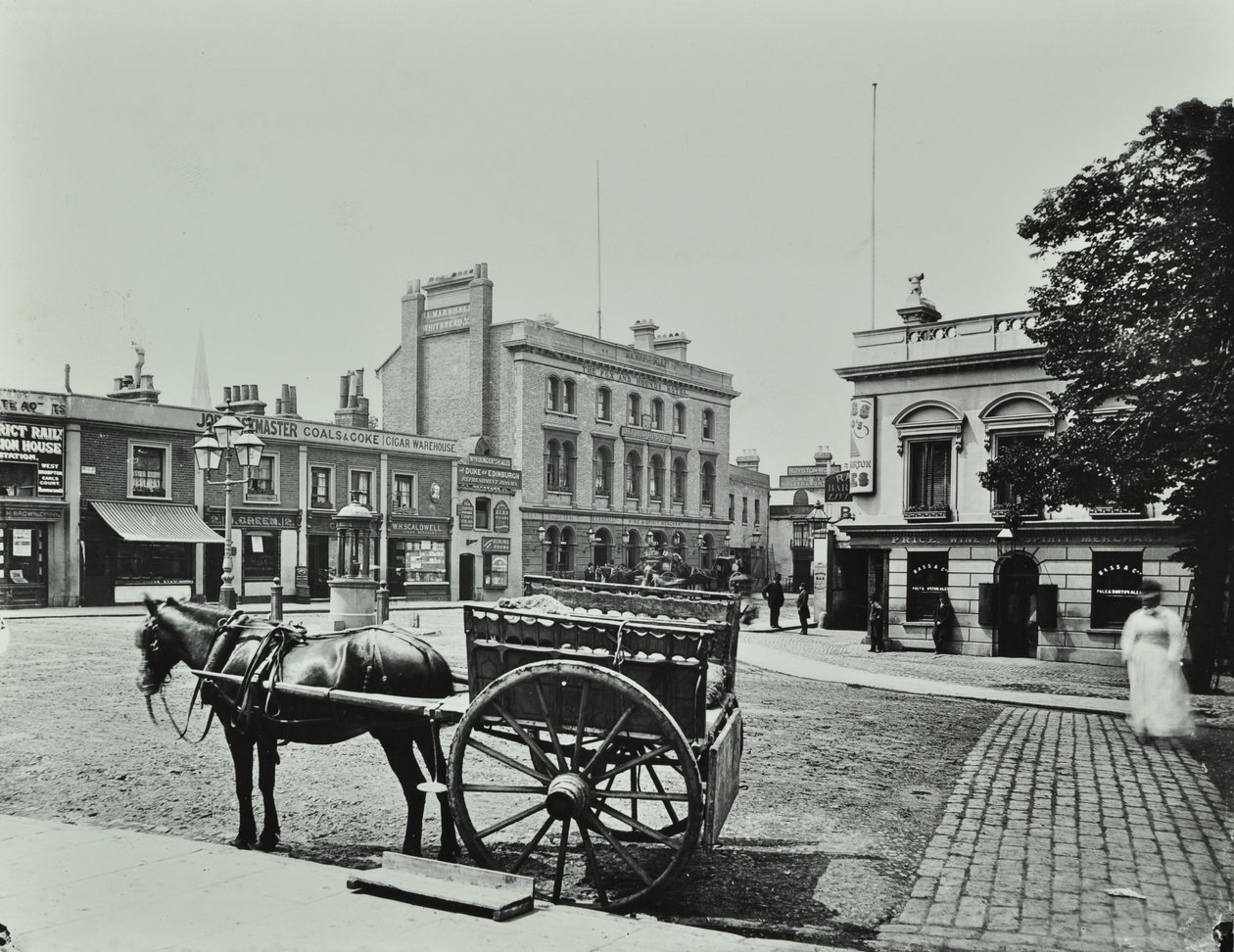 上普莱恩路，位于Putney High Street以西，1880年在前景中展示了马车 作者 英国摄影师