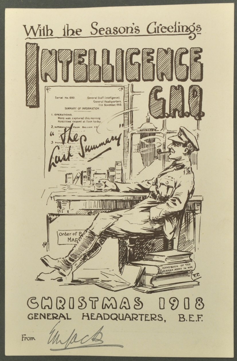 随着季节问候，情报GHQ，1918年圣诞节来自EM杰克，1918年 作者 英国摄影师