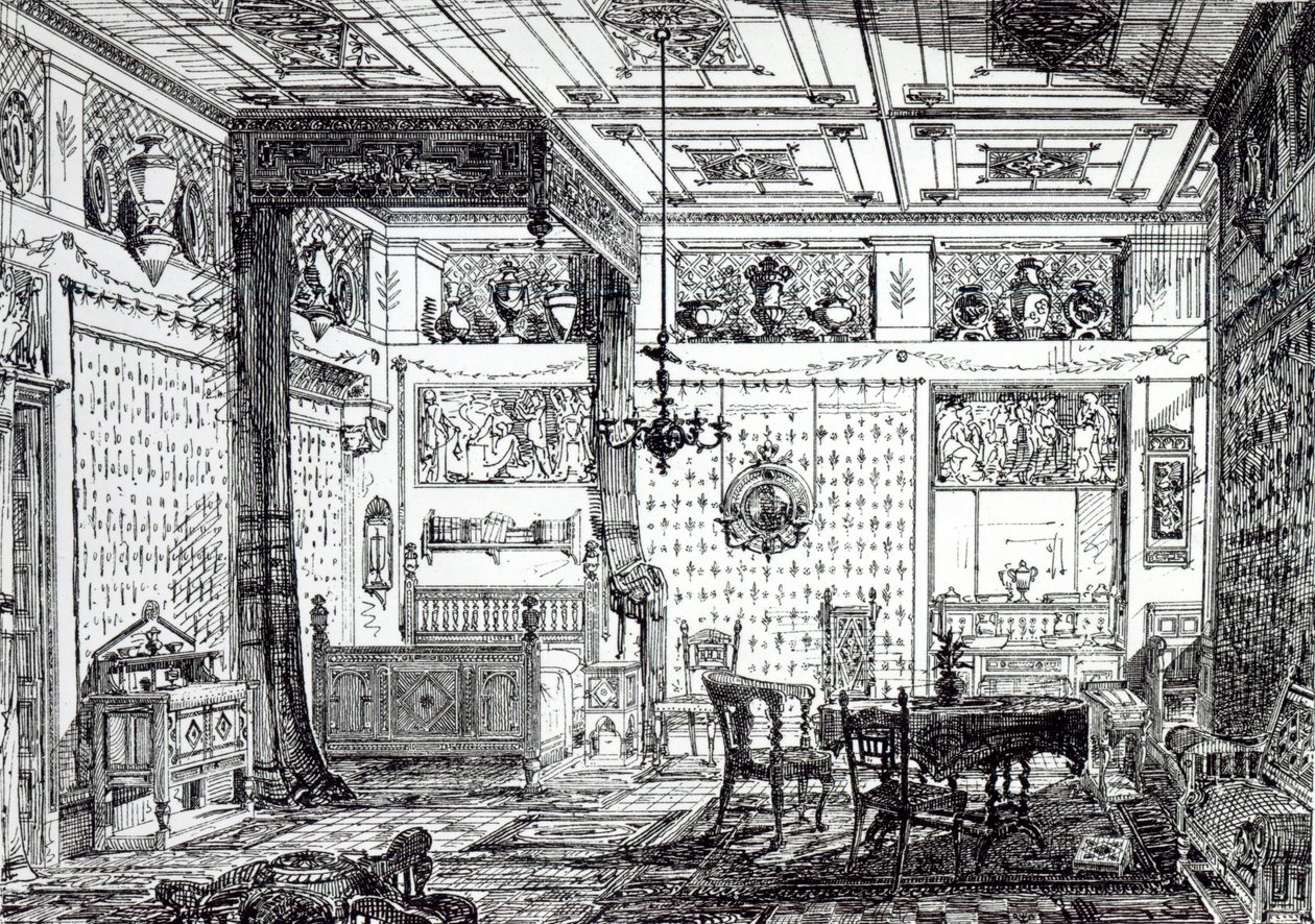 床房，来自&39;The House-Furnisher and Decorator，1872年12月1日 作者 英语学校