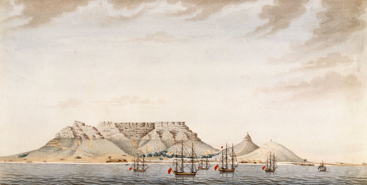 桌湾的英国舰队，约1780年 作者 英语学校