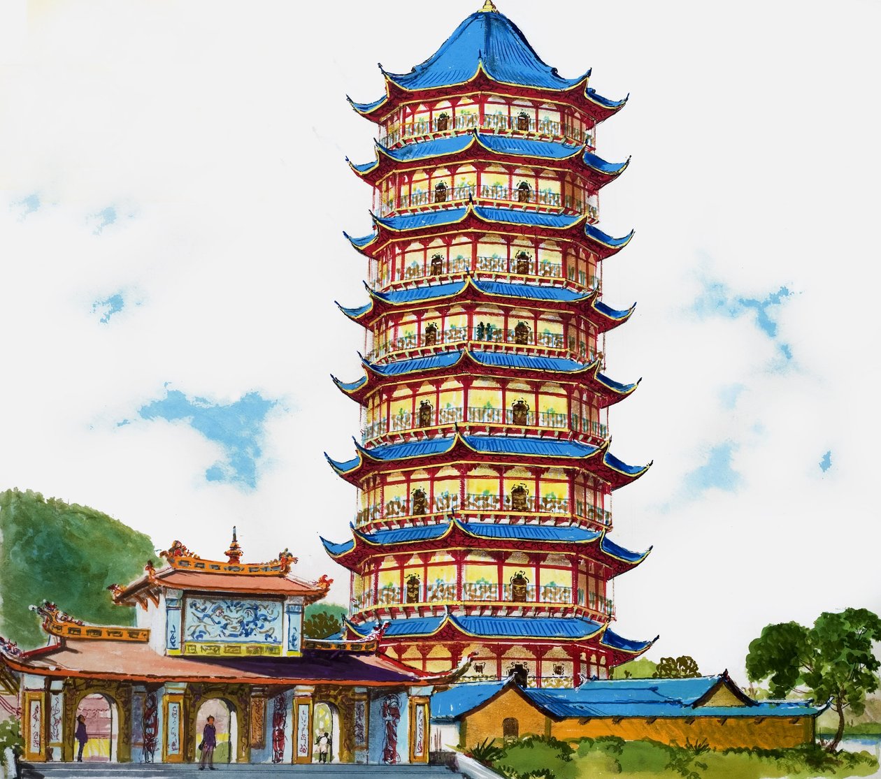 中国塔，《宝藏》插图 作者 英语学校