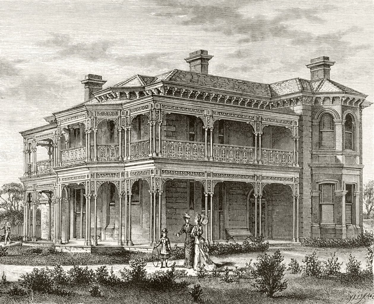 墨尔本郊区的房子，1880年，来自霍华德威洛比的“澳大利亚图片”，由伦敦宗教学会出版，1886年 作者 英语学校