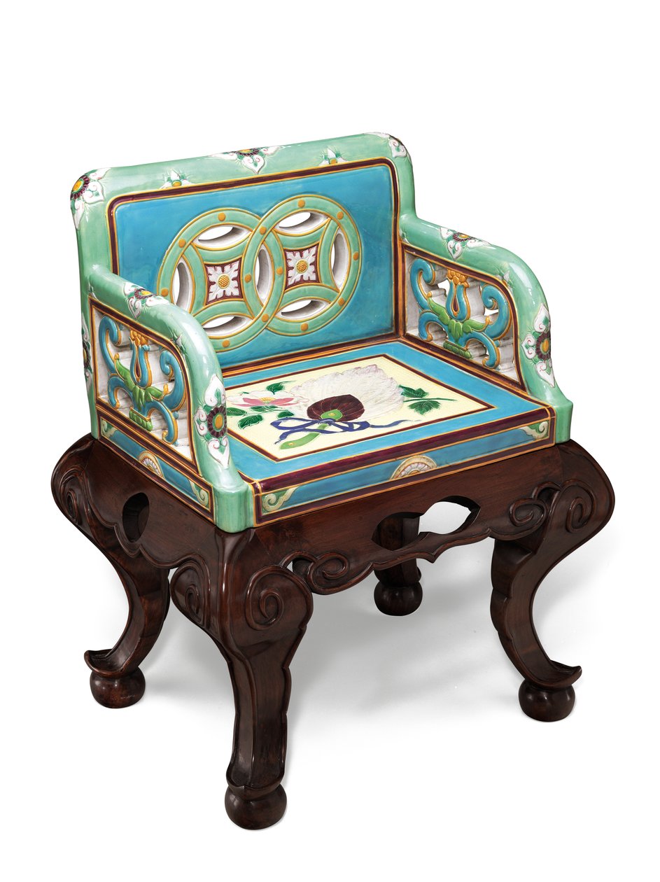 Minton majolica美学运动绿松石和海泡绿色地面扶手椅，约1865年 作者 英语学校