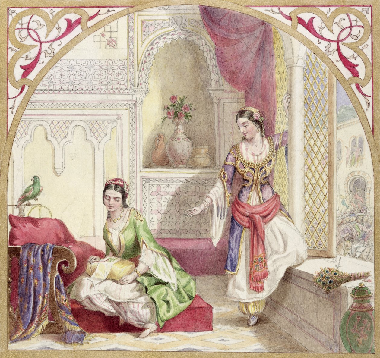一个摩尔人的内部与两个女人，1840年（纸上wc） 作者 英语学校
